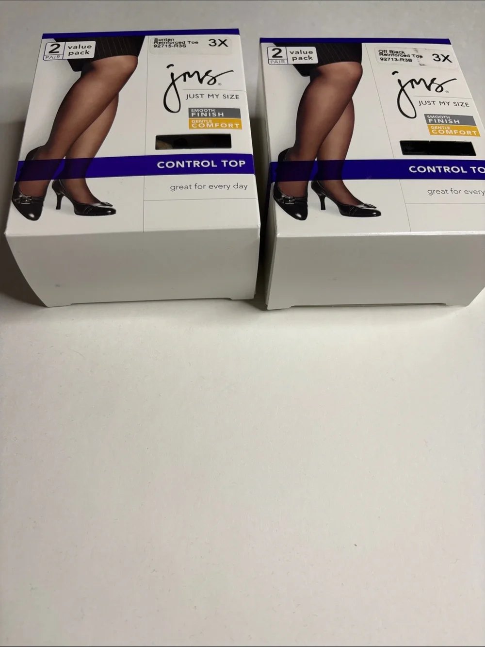 Just My Size Control Top Hosiery - Suntan & Off Black Two-Pack